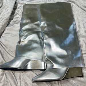 Silver Madden Girl cuffed knee boots